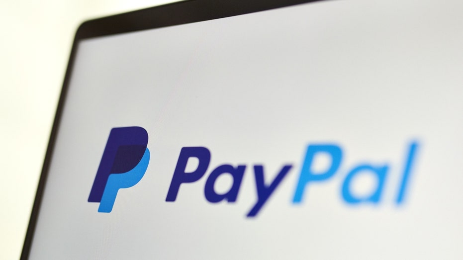 The PayPal logo on a laptop computer