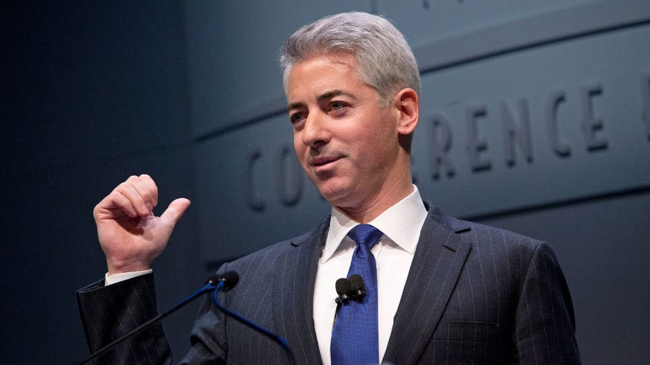 Bill Ackman gestures during speech