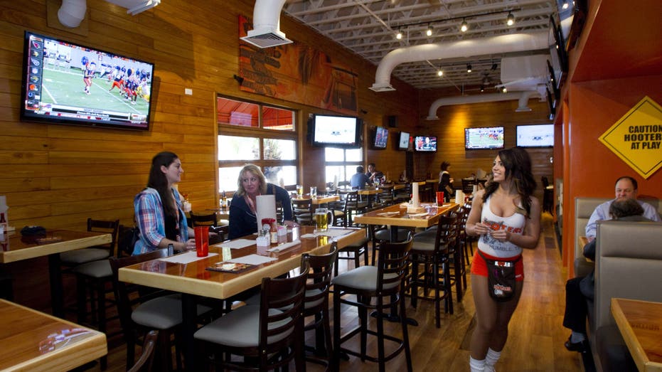 Inside a Hooters restaurant