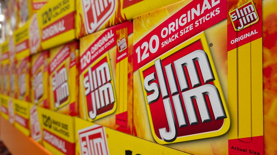 Slim Jims boxes on self